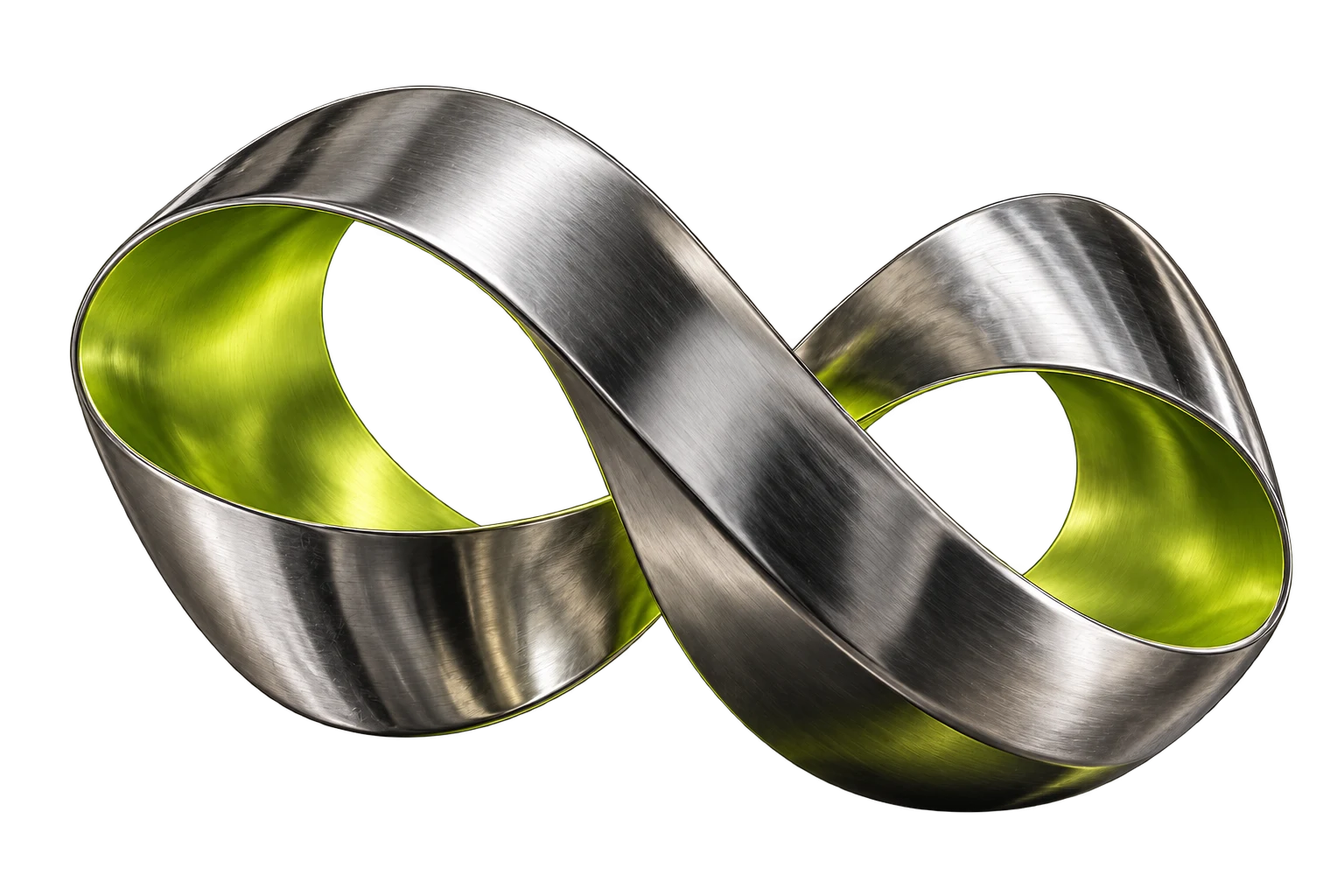 A sculptural creative loop in chrome and lime